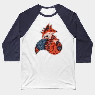 Fox with Pup Baseball T-Shirt